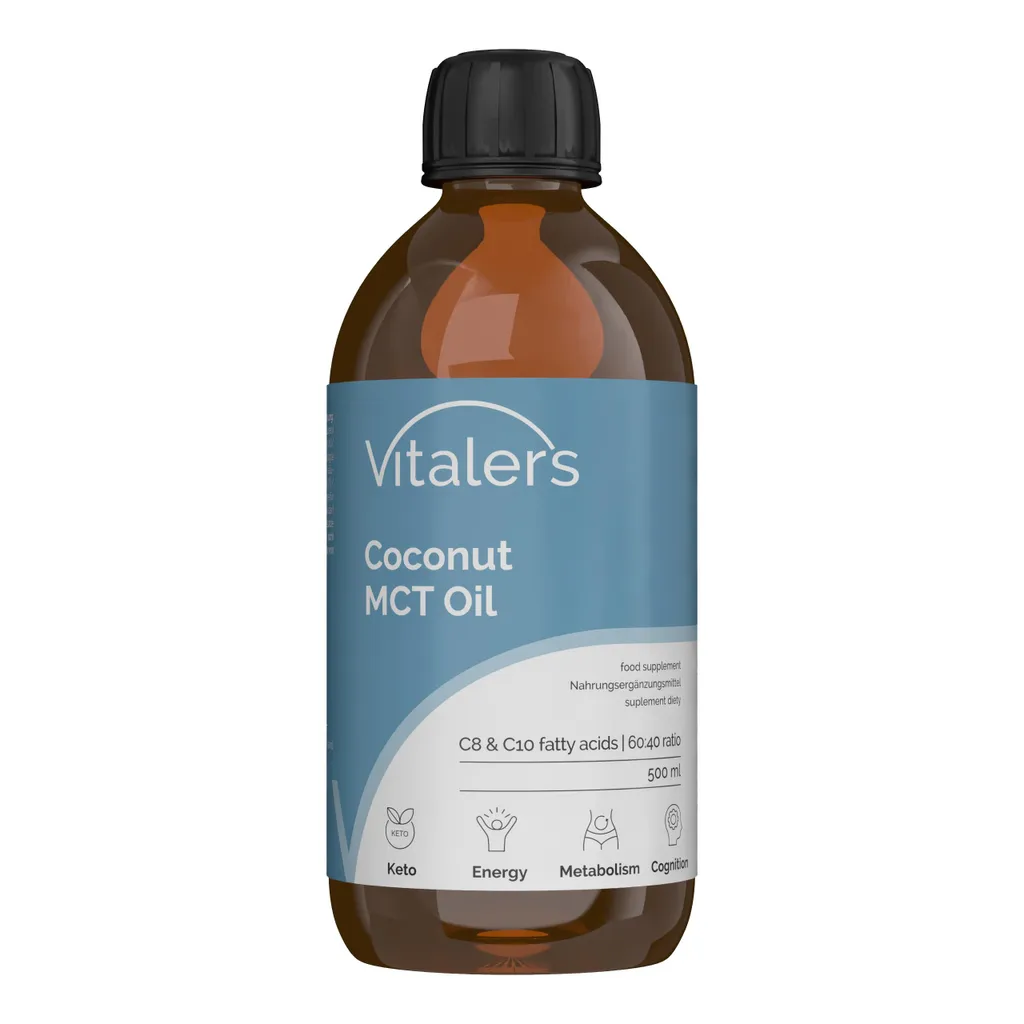Vitalers MCT Coconut Oil – 500 ml, Vegan, 1 Month Dietary Supplement, Preservative-Free