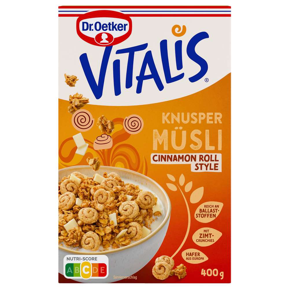 Vitalis crunchy muesli, cinnamon roll