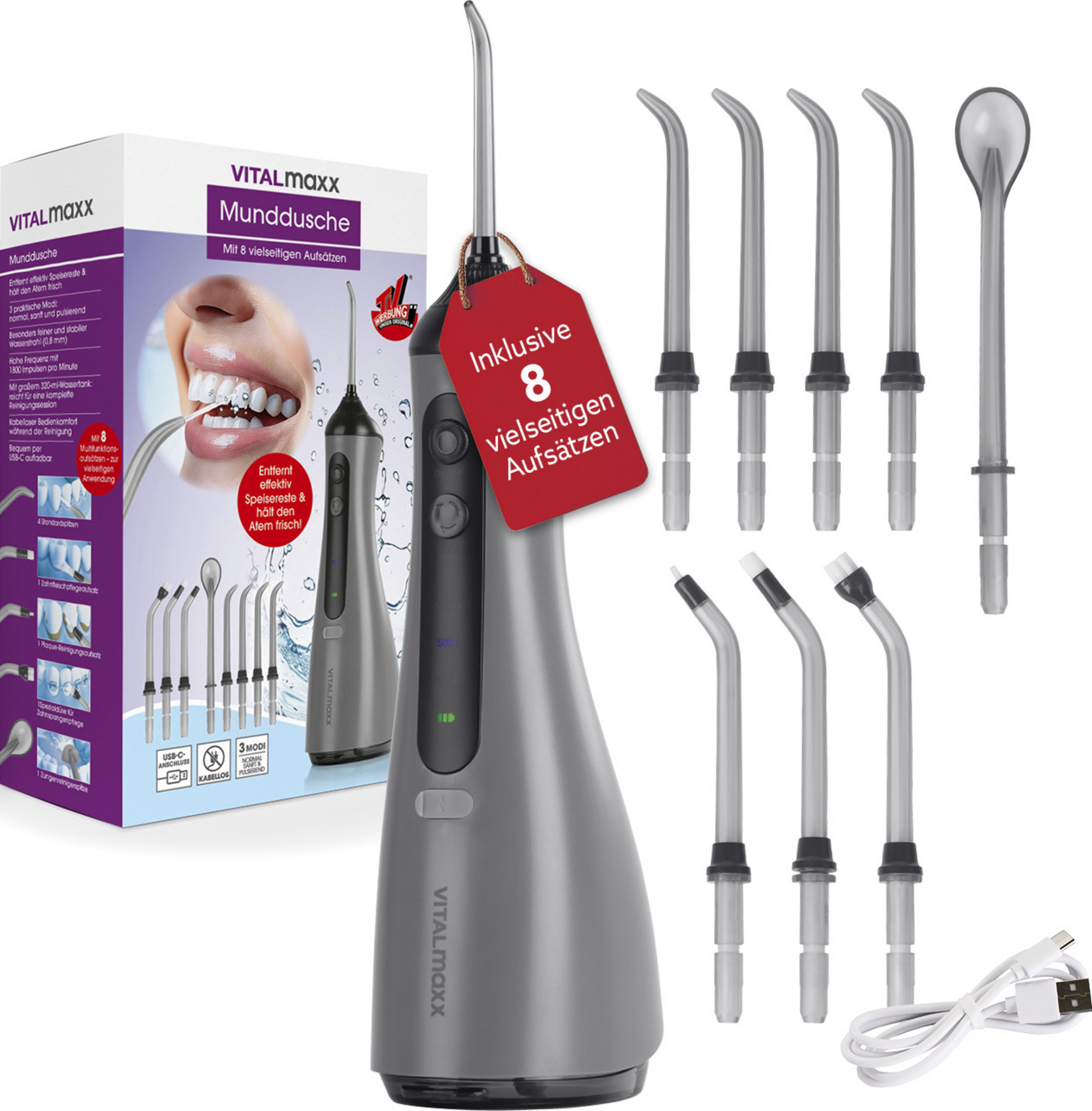 VITALmaxx Oral Irrigator with 8 nozzles