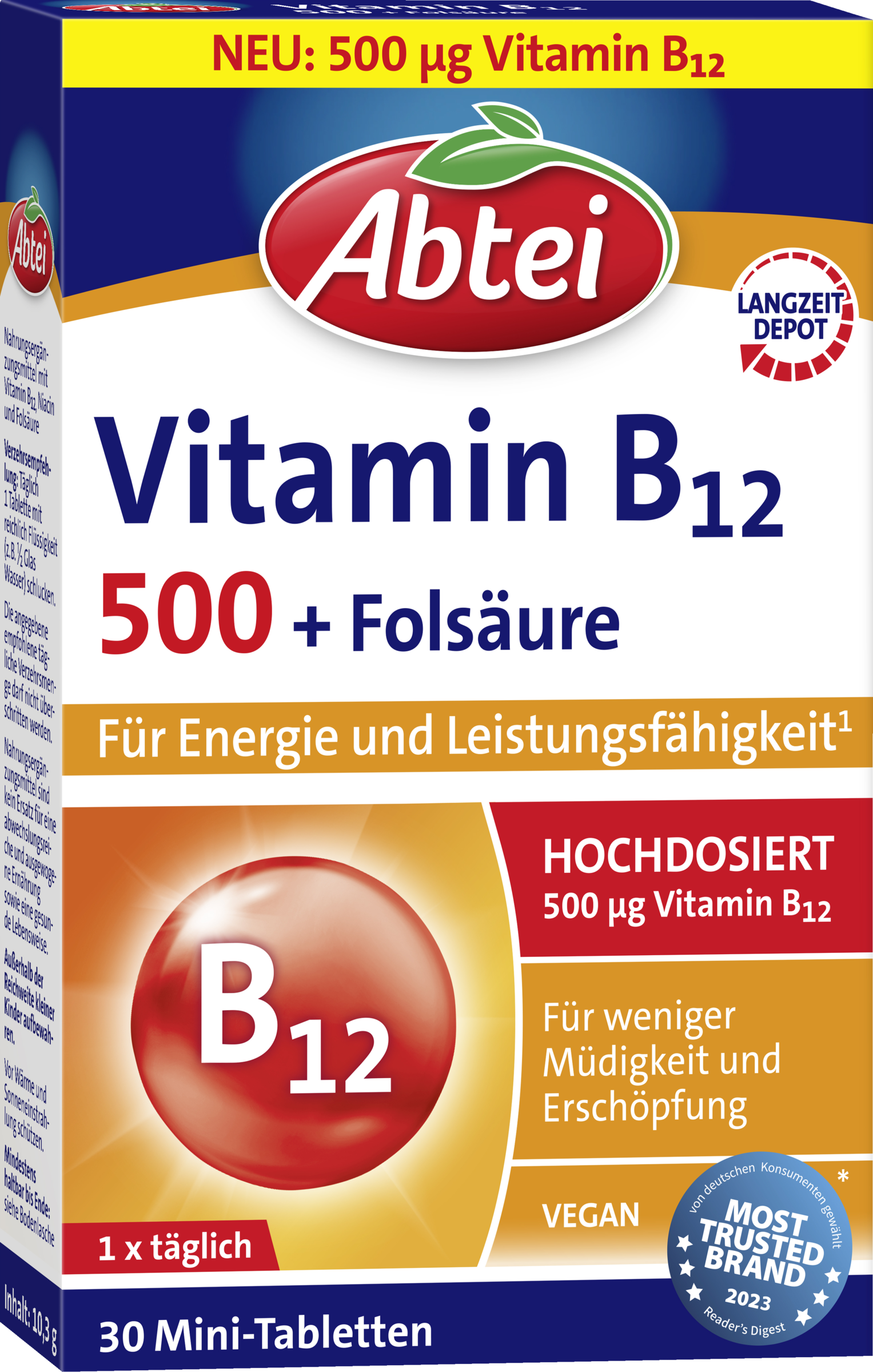 Abtei Vitamin B12 500 + folic acid mini tablets