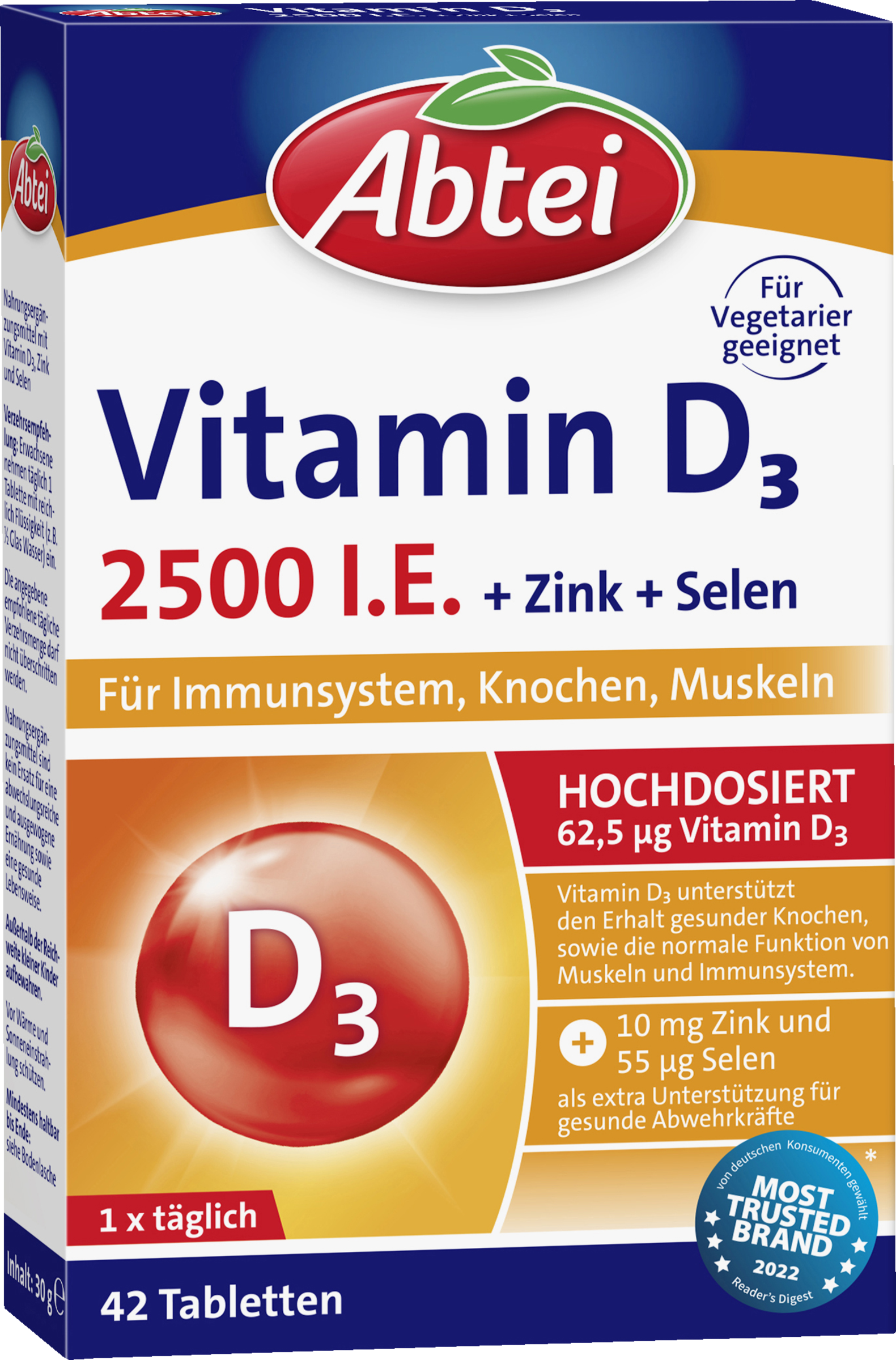 Abtei Vitamin D3 2500 I.E. + Zink + Selen