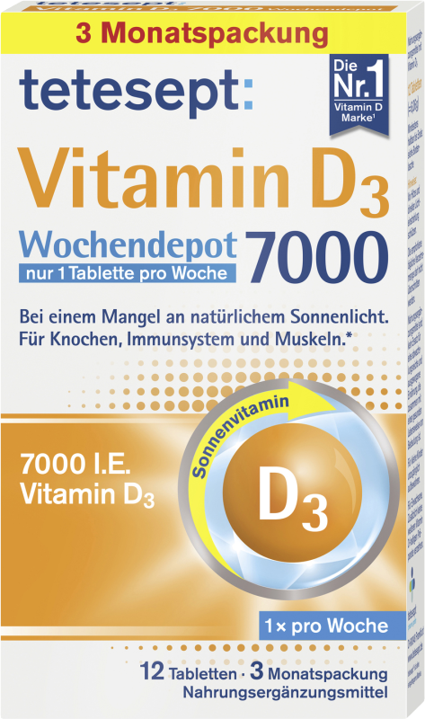 tetesept Vitamin D3 7000 weekly depot tablets