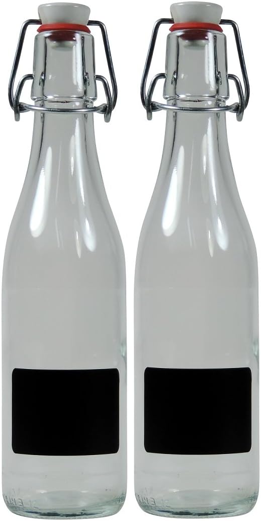 Viva Haushaltswaren - 2 x small glass bottles 330 ml (including 2 labels)