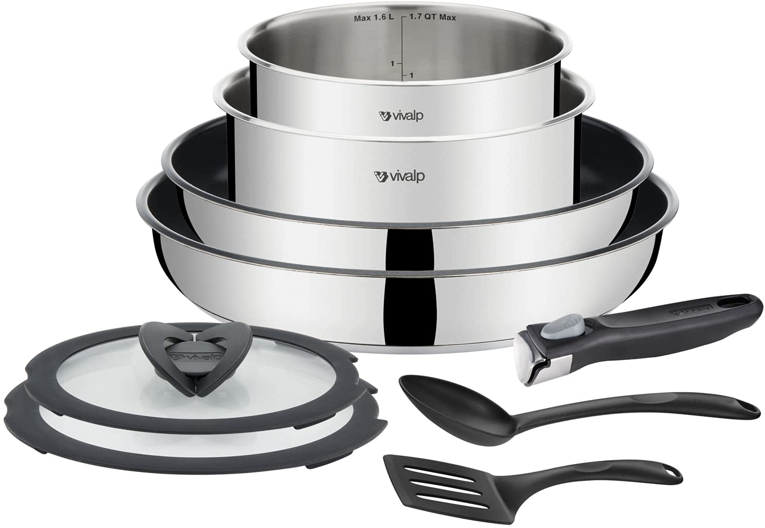 Ingenio von Tefal Vivalp L943S914 Set of 9 Removable Stainless Steel Suitable for All Hobs including Induction