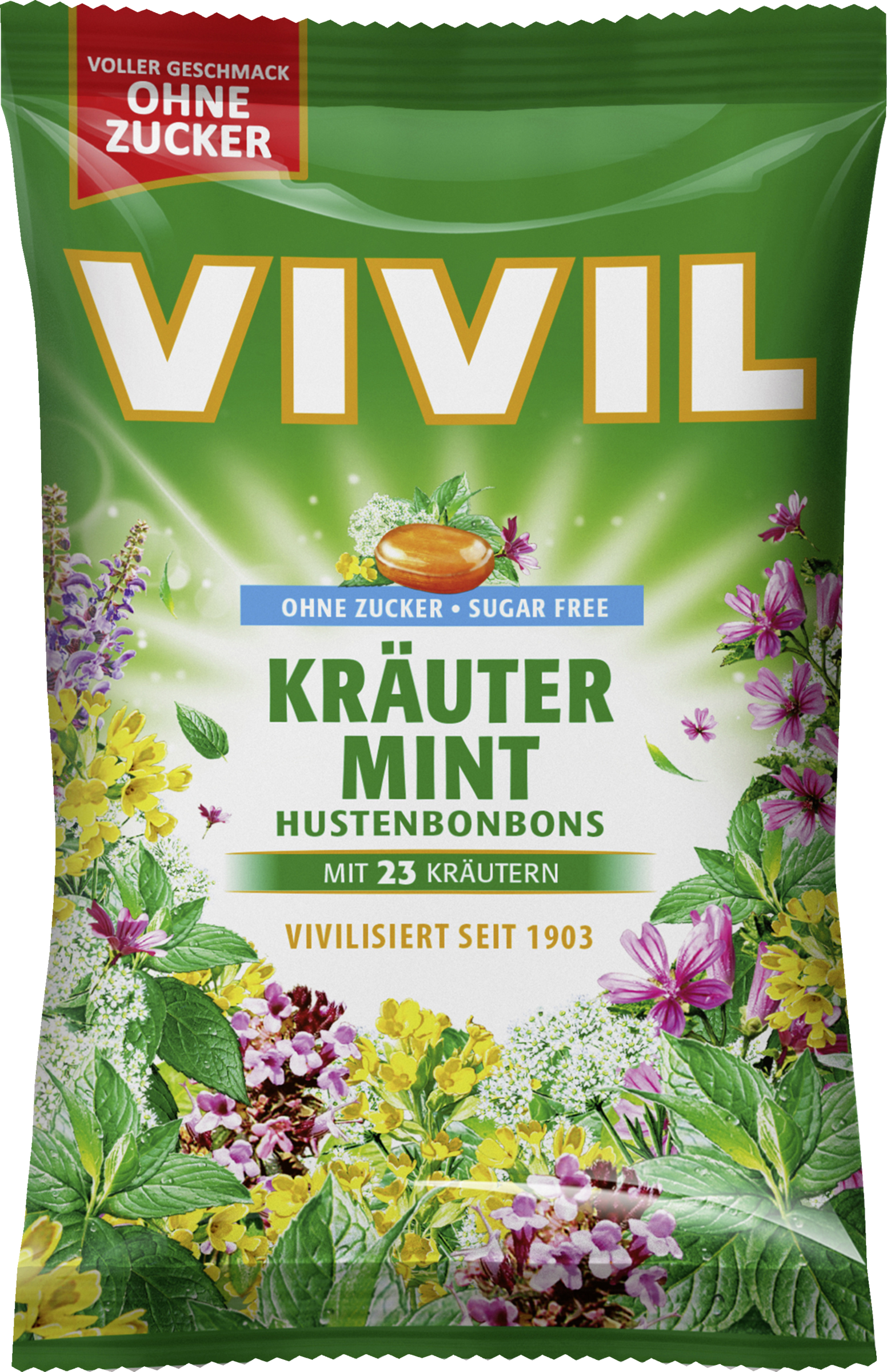 VIVIL Herbal Mint Cough Drops without Sugar