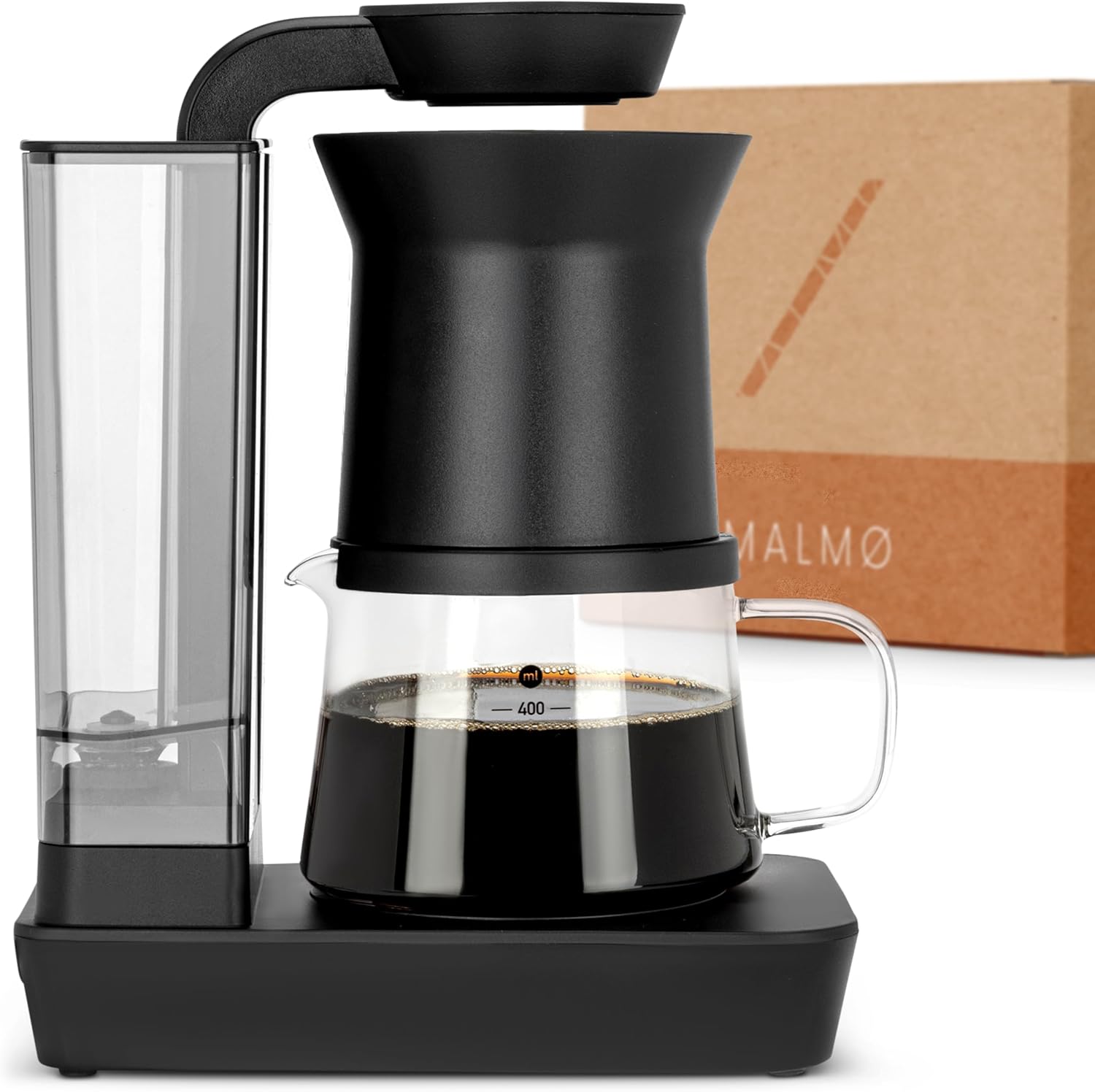 MALMØ Coffee Machine Small (400 ml) - Filter Coffee Machine with Shower Head Brewing System - Coffee Machine for 1-4 Cups with Heating Plate