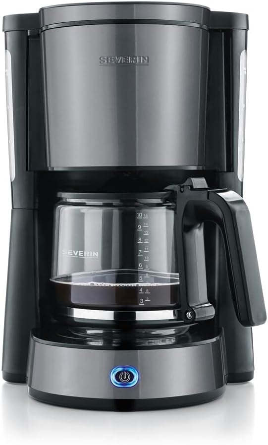 SEVERIN 9572 Coffee Machine Anthracite, Black, Stainless Steel Capacity Cups = 10 Glass Jugs