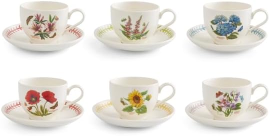 Portmeirion Botanic Garden Meadow Set of 6 Tea Cups and Saucers