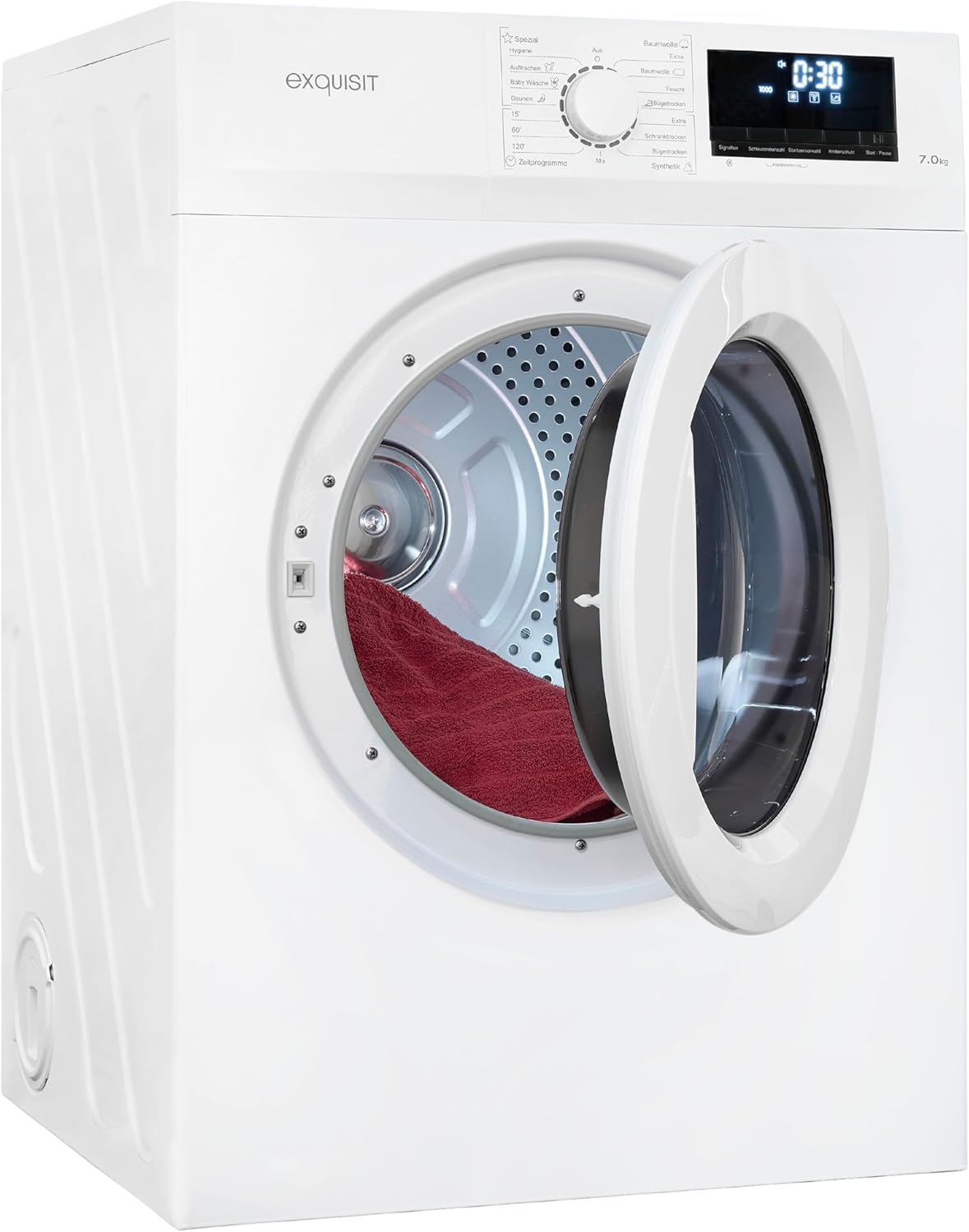 Exquisit Clothes Dryer 7 kg, Dryer, Delay Start, Wrinkle Protection, Exhaust Dryer, 15 Programs, Child Lock, Energy Class G, TAE70-70 White