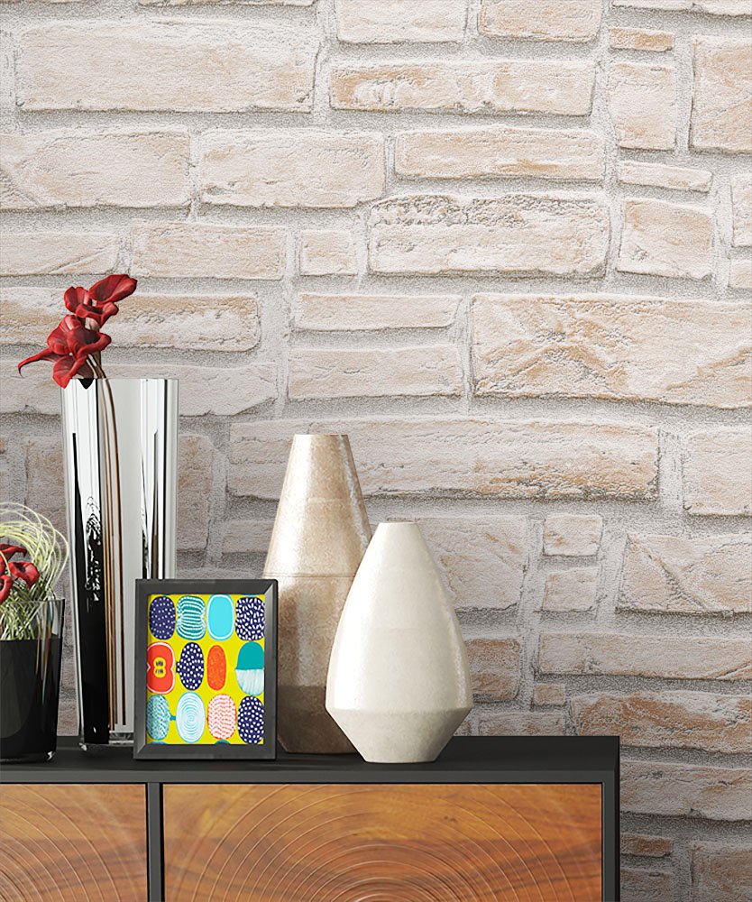 Newroom Design Newroom Cream Paper Wallpaper White Cream Natural Stone Fun Modern Elegant 