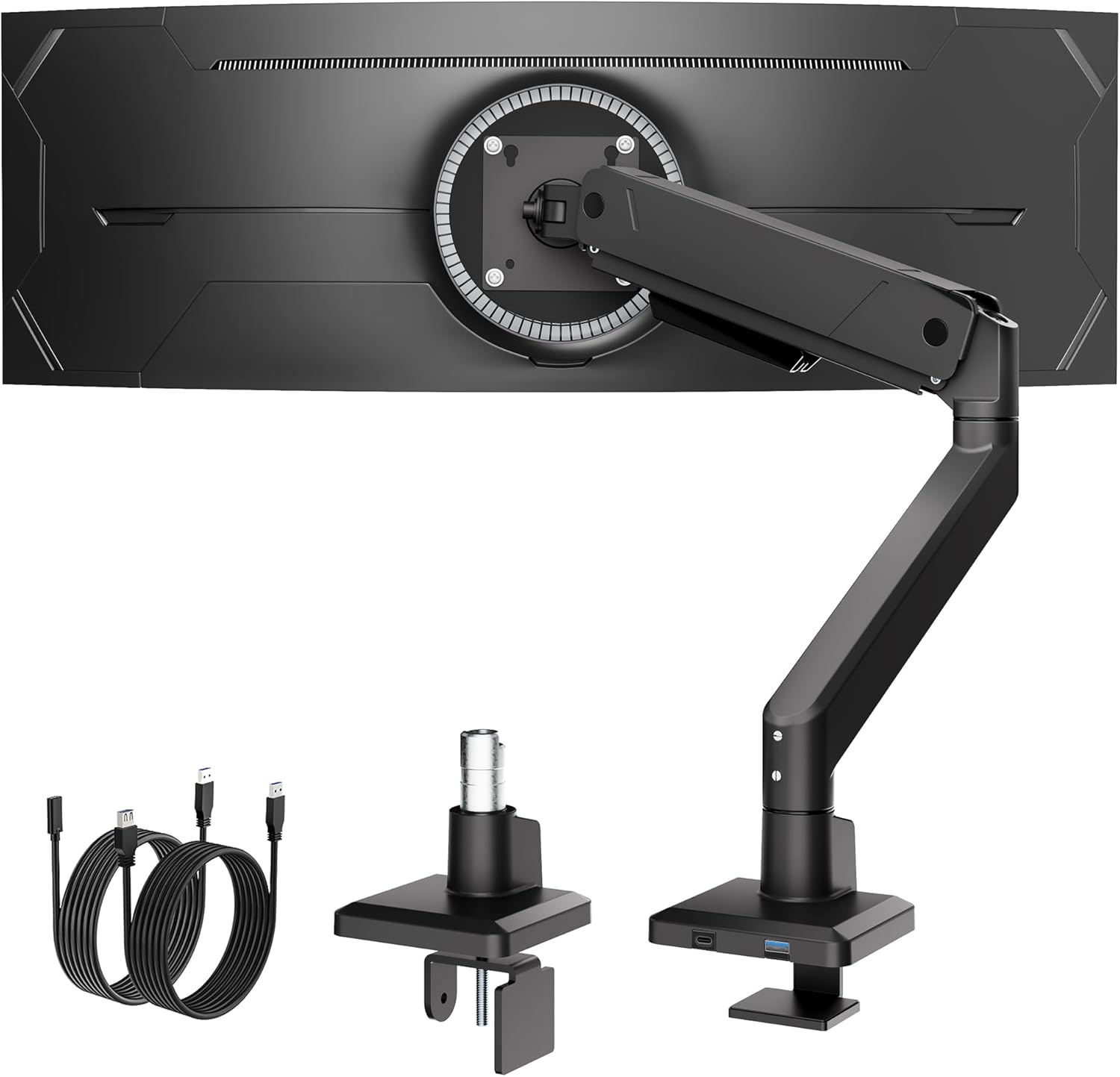 monTEK Store monTEK Monitor Mount for 17-45 Inch Screens, Monitor Arm Holds 1-16 kg, VESA 75/100, Monitor Mount with USB, Tilts, Pivots, Rotates, Black
