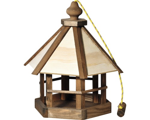 dobar Bird feeder pine hexagonal ø 32x33 cm brown