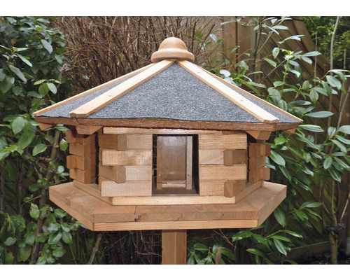Bird feeder promadino Fehmarn including feeding silo, cross-foot stand 59 x 59 x 141 cm brown
