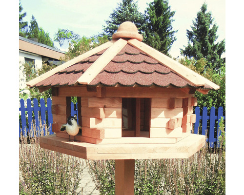 Bird feeder promadino crunchy house including feeding silo 59 x 50 cm brown