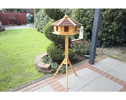 promadino gingerbread house bird feeder including feed silo and stand, 59 x 57 x 144 cm, brown
