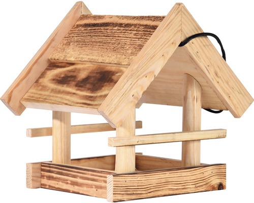 Bird house dobar bird feeder for hanging 22x20x22cm, with burnt grain wood