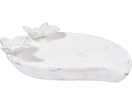 Bird bath insect potion DOBAR Foglia round ceramic white approx. 37 x 28 x 4.5 cm