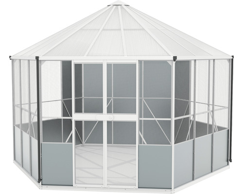 Bird aviary Vitavia Circus 9000 383 x 336 cm, approx. 9 sqm, mesh size 13 x 13 mm, wire thickness 1.5 mm, aluminum blank