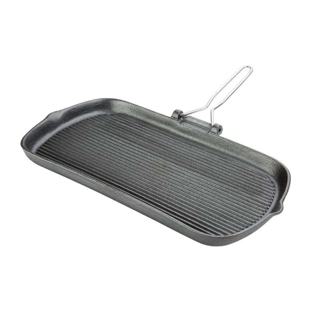 Vogue Cast Iron Grill Pan - Folding Handle