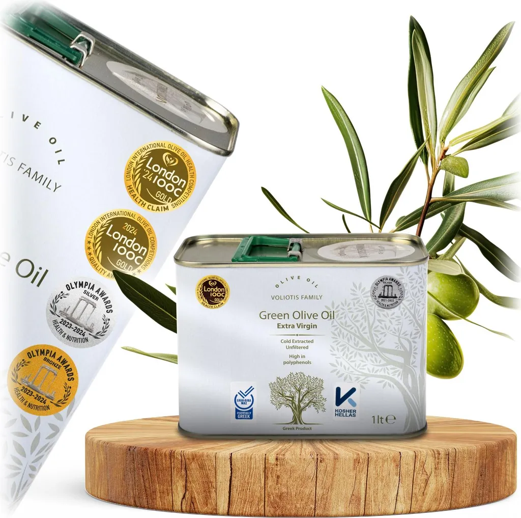 Voliotis | Olive Oil 1 L - Freshly Harvested 2025/2026 - Cold-Pressed - From Green Olives - High in Polyphenols 1000 ml