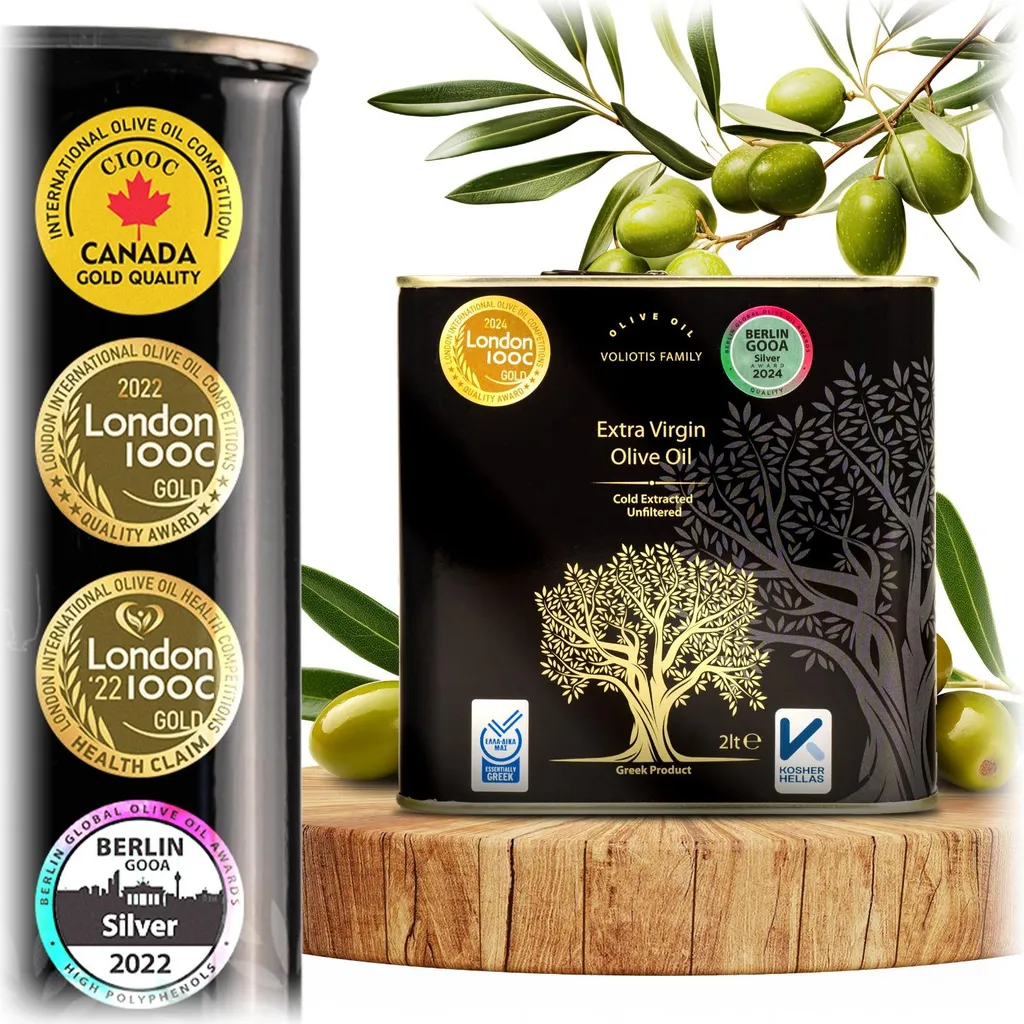 Voliotis | Olive Oil - 2 L - Unfiltered - Fruity Taste - Cold-Pressed - Extra Virgin - EV Black 2000 ml