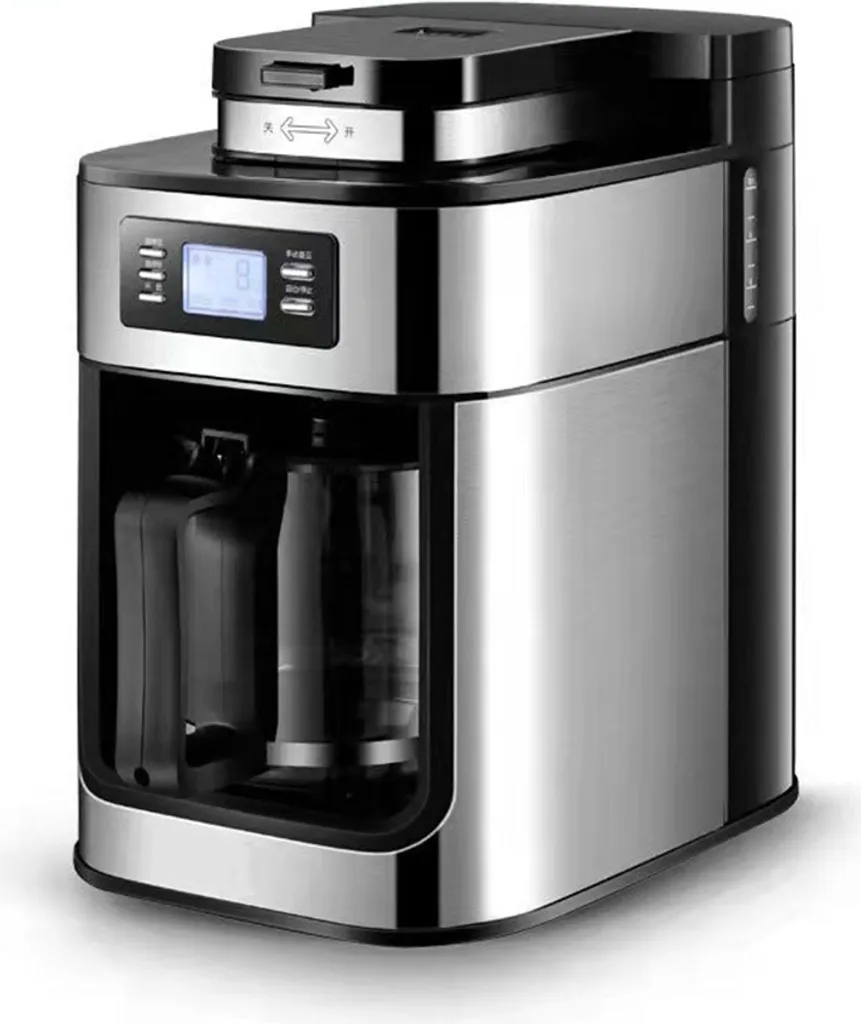 INSMA Fully automatic 2-in-1 coffee machine: espresso machine, filter coffee machine, electric bean grinder, LED display, automatic keep-warm function