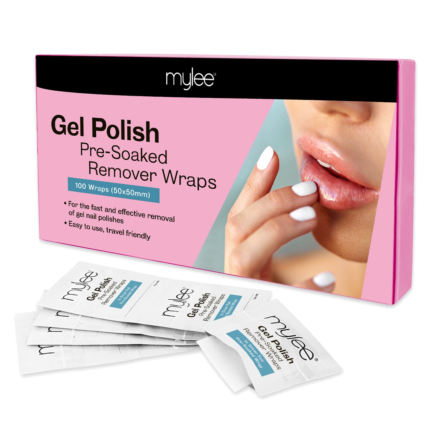MYLEE Pre-soaked remover wraps with peach scent, 100 pieces