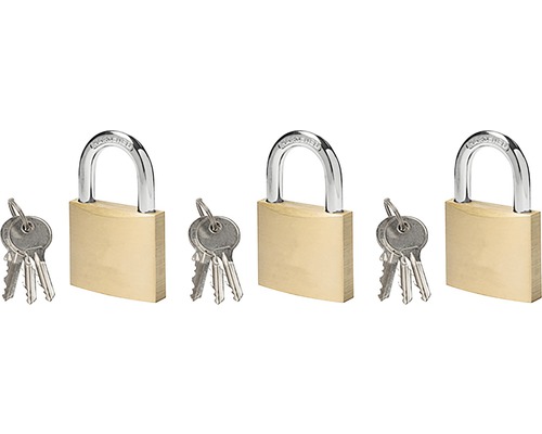 Hornbach Padlock brass 40 mm pack of 3