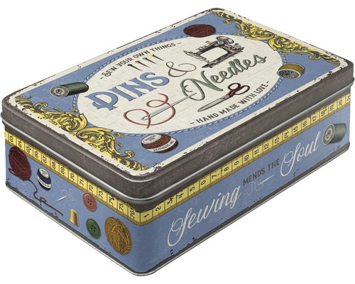 Nostalgic-Art Storage jar flat Pins & Needles 2.5 l 23x16x7 cm