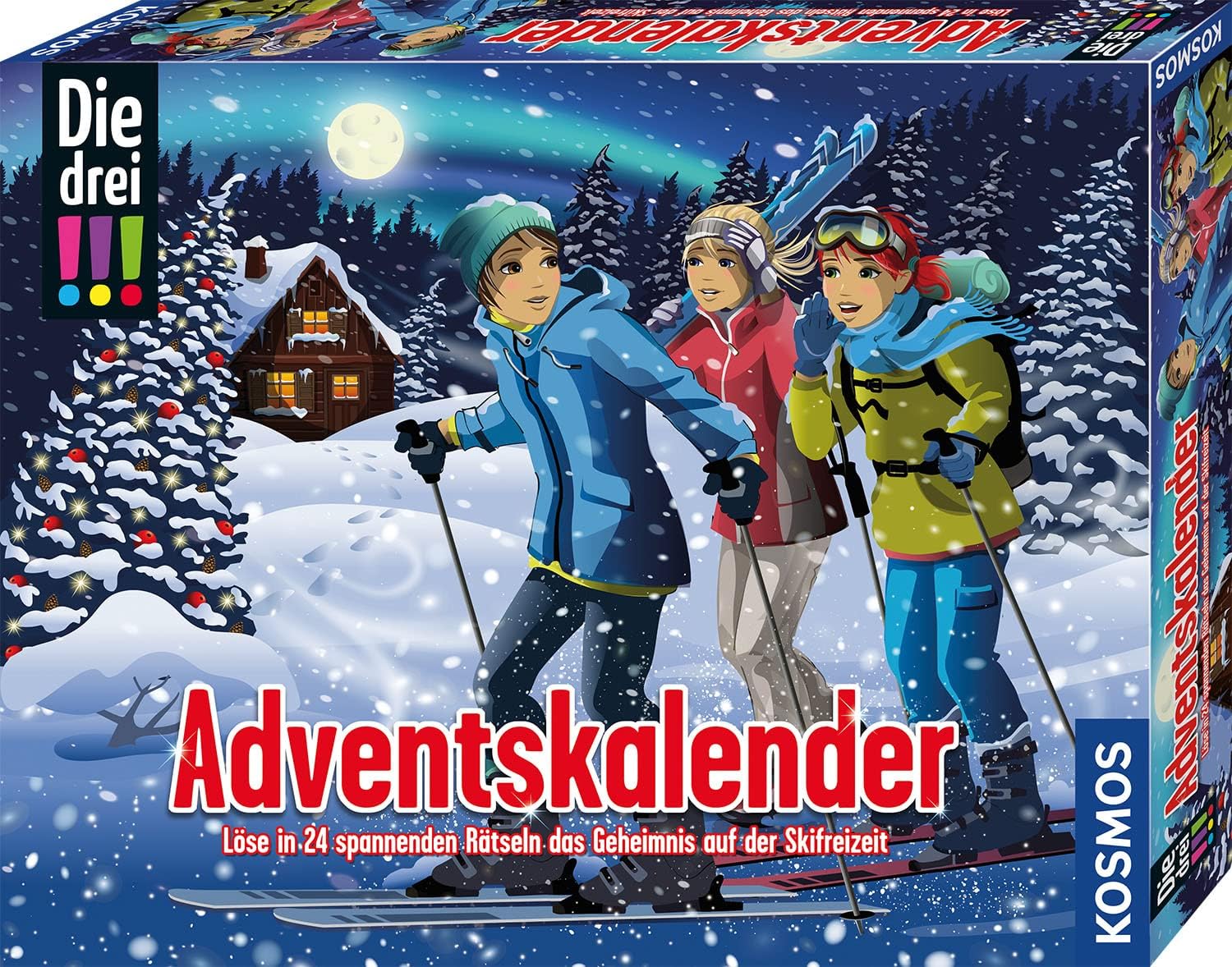 Die drei ??? Kosmos 632502 Die Drei !!! Advent Calendar 2023, Solve the Mystery of Ski Leisure, with 24 Detective Gimmicks, Toy Advent Calendar for Children from 8 Years