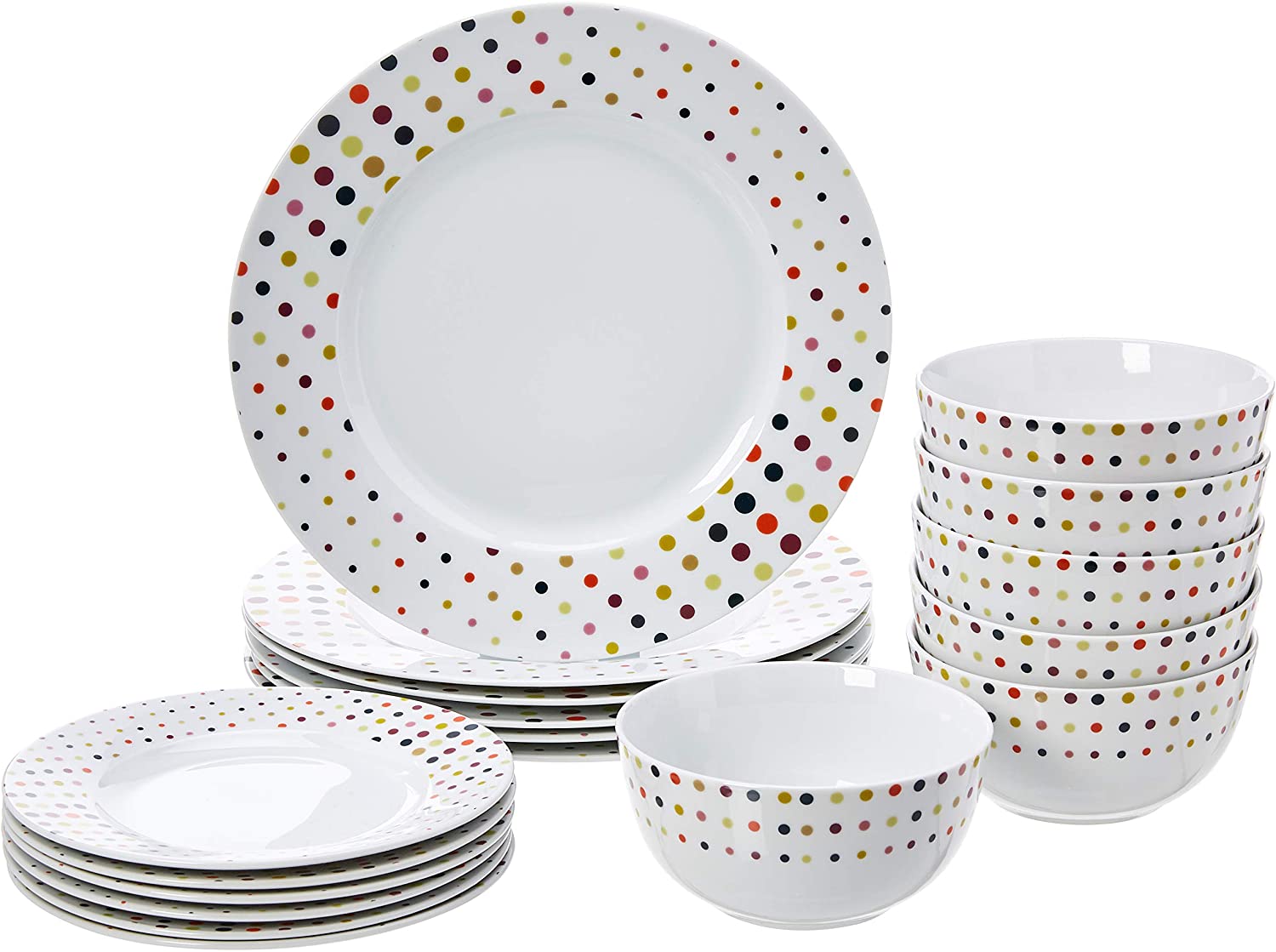 AmazonBasics Amazon Basics 18-Piece Dinner Set for 6 People