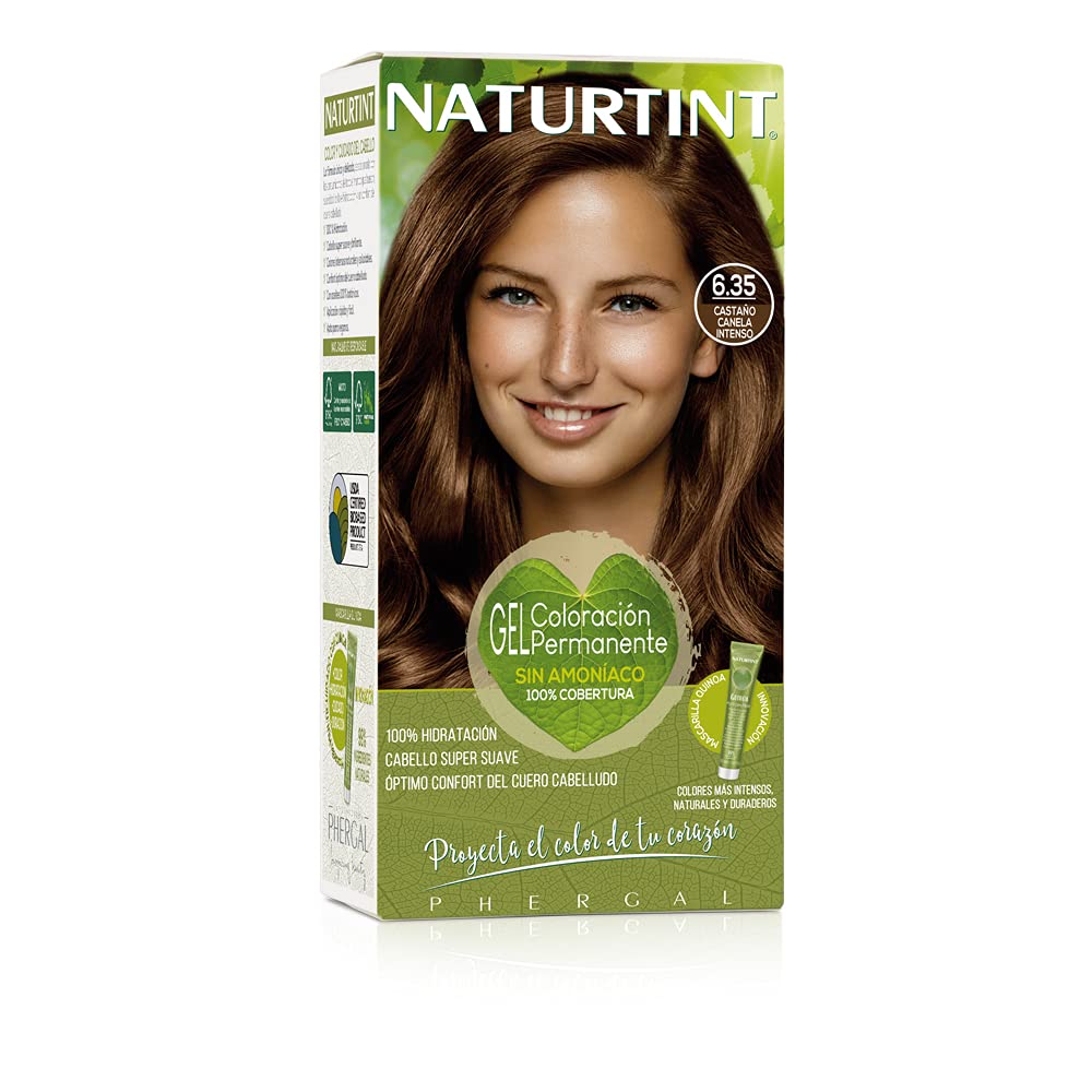 NATURTINT Biobased, Coloration without Ammonia, 6.35 Intense Cinnamon Brown, 100% Gray Coverage, Vegetable Ingredients, Natural and Long-Lasting Color