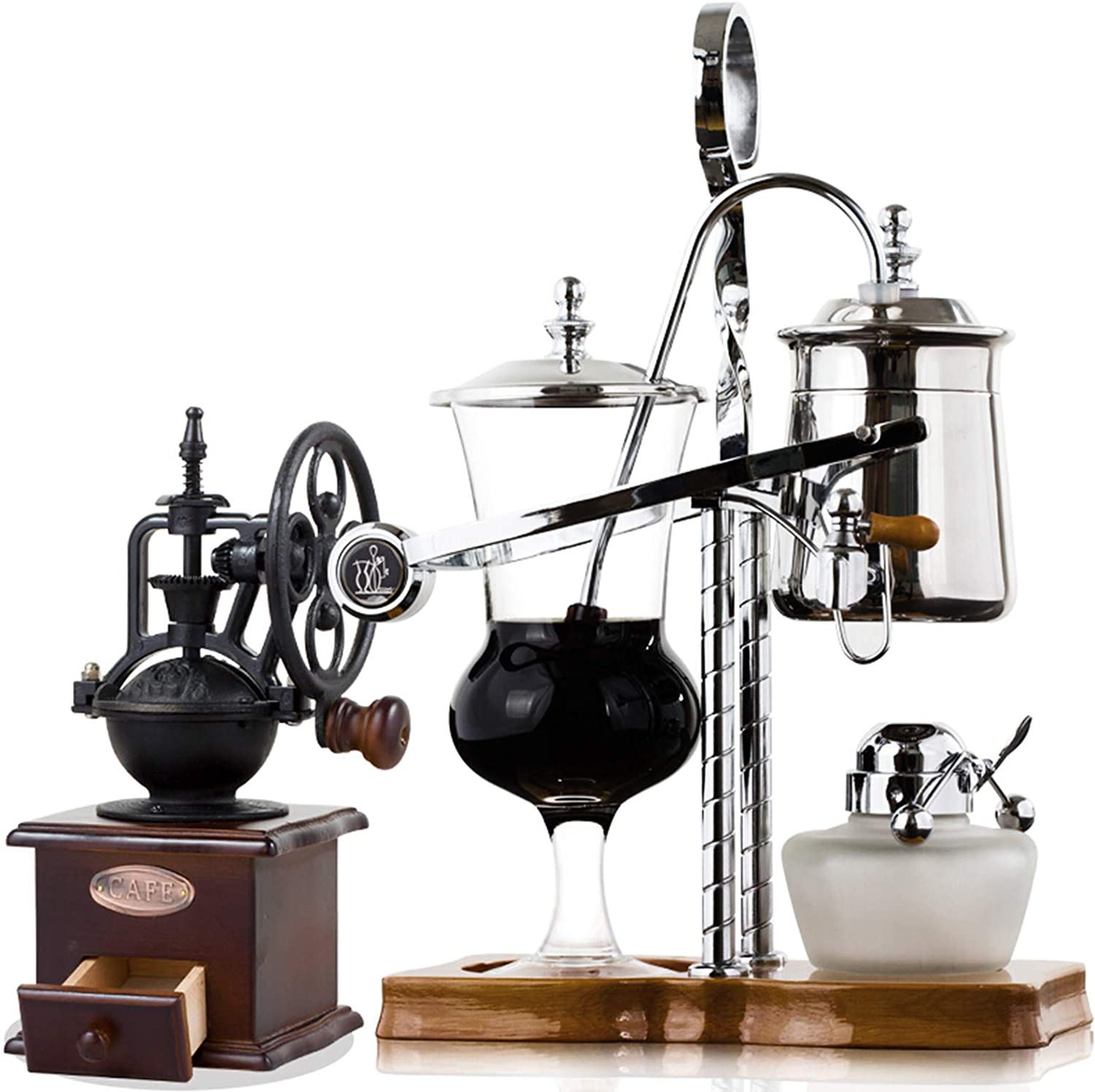 BNMY Vacuum Coffee Maker Siphon Coffee Machine Set Royal Belgian Coffee Machine Gift Box 5 Cups Gold