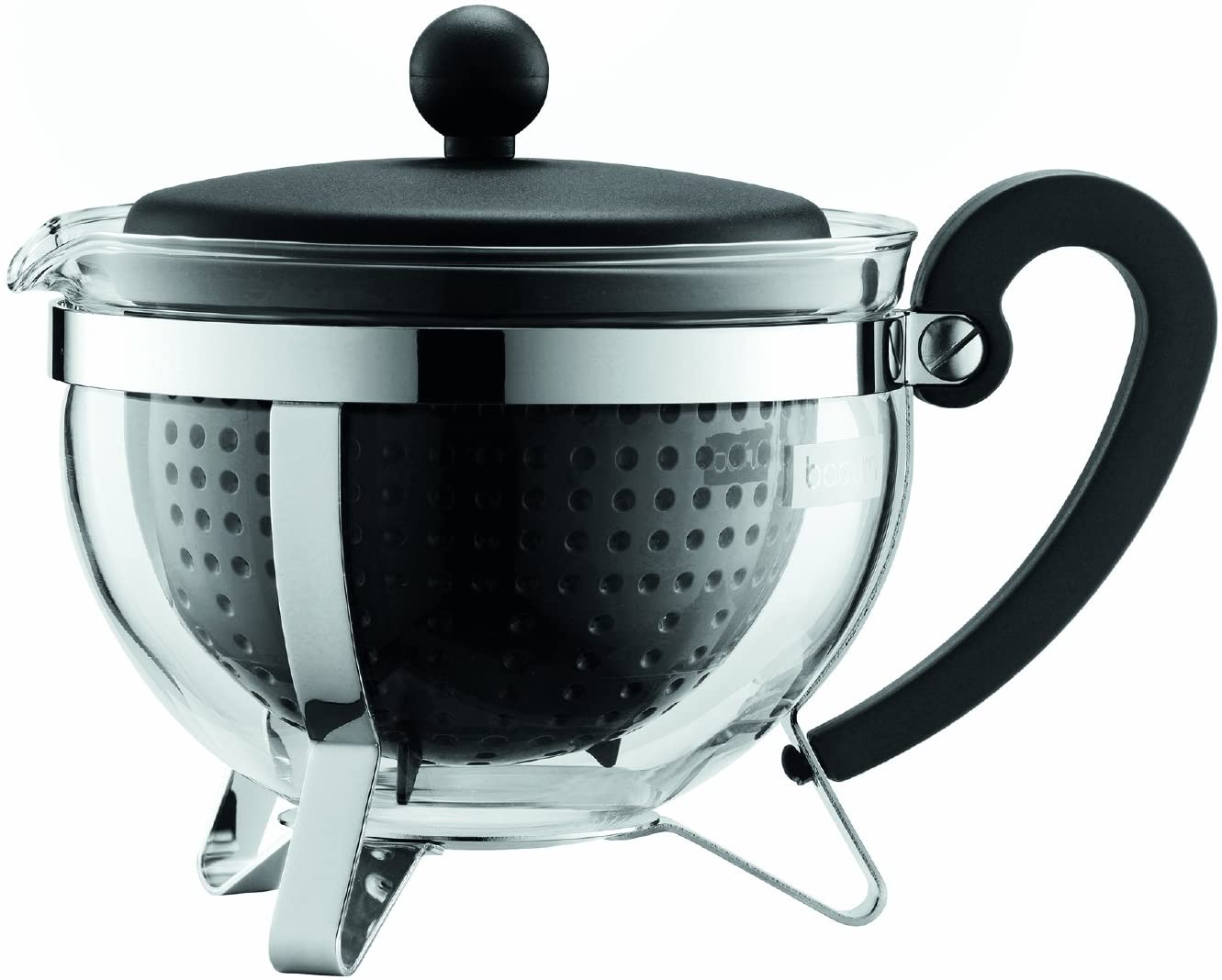 Bodum 1.0 Litre Chambord Teapot with Coloured Plastic Filter, Black