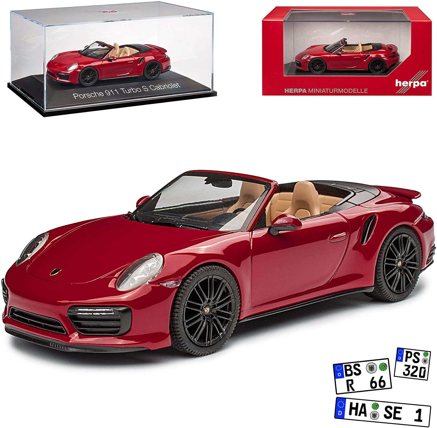 Herpa Porsche Porsche 911 991 Ii Turbo S Cabrio Carmine Red Model 2012-2019 Version From 