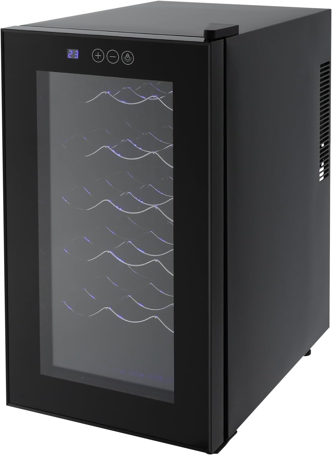 Wine cooler for 18 bottles, 46 liters, small wine cooler with tempered glass door, LED display, 8-18℃ touch control, low dB beverage cooler, freestanding wine cooler with constant temperature