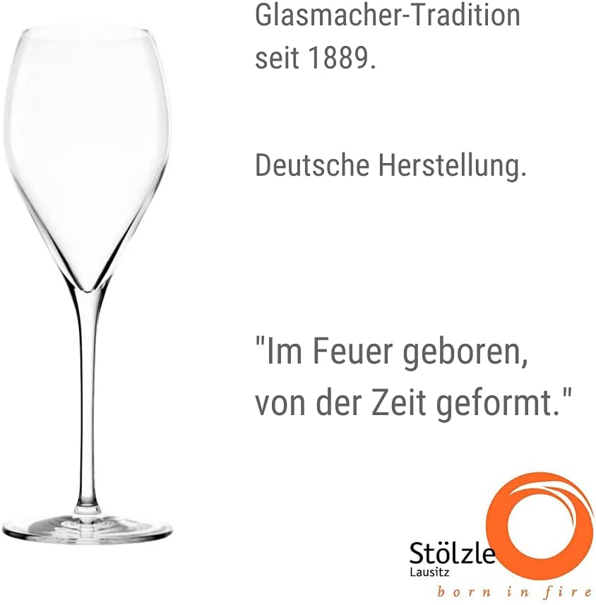 STÖLZLE LAUSITZ Prestige Champagne Glasses 343 ml I Pack of 6 I High-Quality Champagne Glasses Set of 6 Crystal Glass I Champagne Glasses Dishwasher Safe & Shatterproof I Like Mouth-Blown