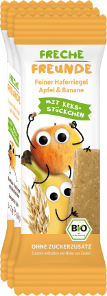 FRECHE FREUNDE Fruchttriegel oats, apple & banana with biscuit pieces, from 1 year (3x23 g), 69 g