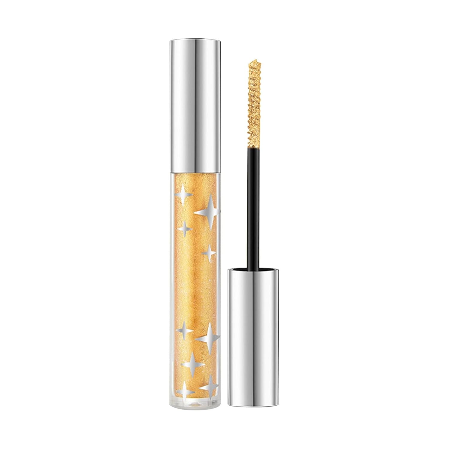 Generic Glitter Mascara, Glitter Shimmer Colored Mascara for Eyelashes, Glitter Diamond Mascara, Durable Waterproof Pearlescent Mascara for Extreme Volume and Long Eyelashes (Gold, Glitter)