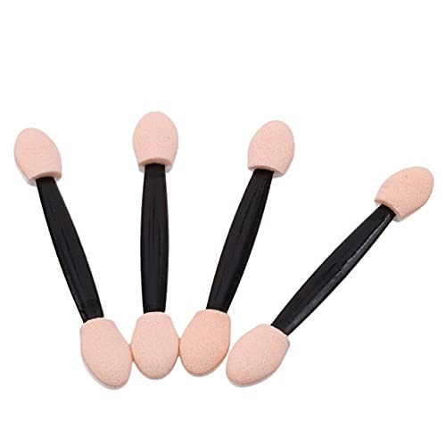IAMZHL Disposable Eyeshadow Eyebrow Eyeliner Lip Brush Sponge Double Sided Makeup Brush Applicator Pack of 100 - Black, ‎black-a44.