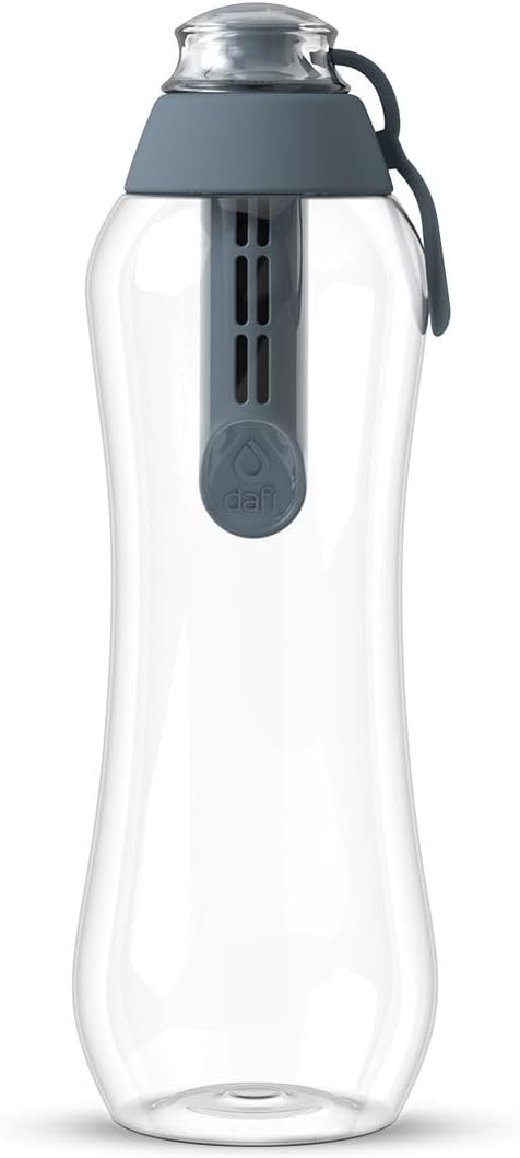 DAFI Store DAFI Water Bottle with Filter 0.5 L Gray - Water Bottle with Water Filter, BPA-Free, Sports Bottle with Filtered Water for Travel - Filter Bottle Outdoor + Activated Carbon Filter Water Bottle