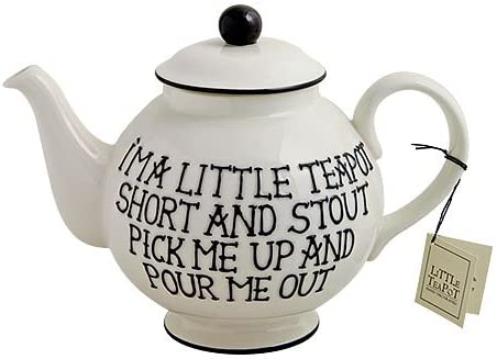 Fairmont & Main Fairmont and Main High Fired Earthenware Hand Decorated Im A Little Teapot, Cream/ Black