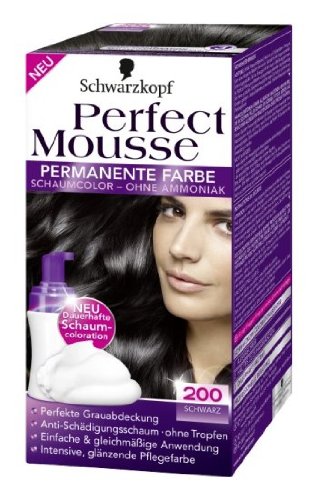 Schwarzkopf Perfect Mousse Permanent Color Level 3, 200 Black, Pack of 1