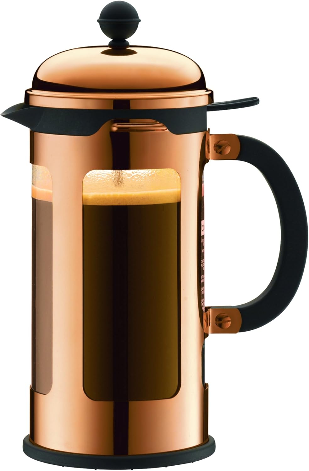 CHAMBORD 1 Liter 1-Piece 8 Cup Copper Plated Coffee Maker, Clear