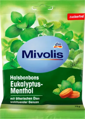 Mivolis Bonbon, eucalyptus-menthol, sugar-free, 75 g