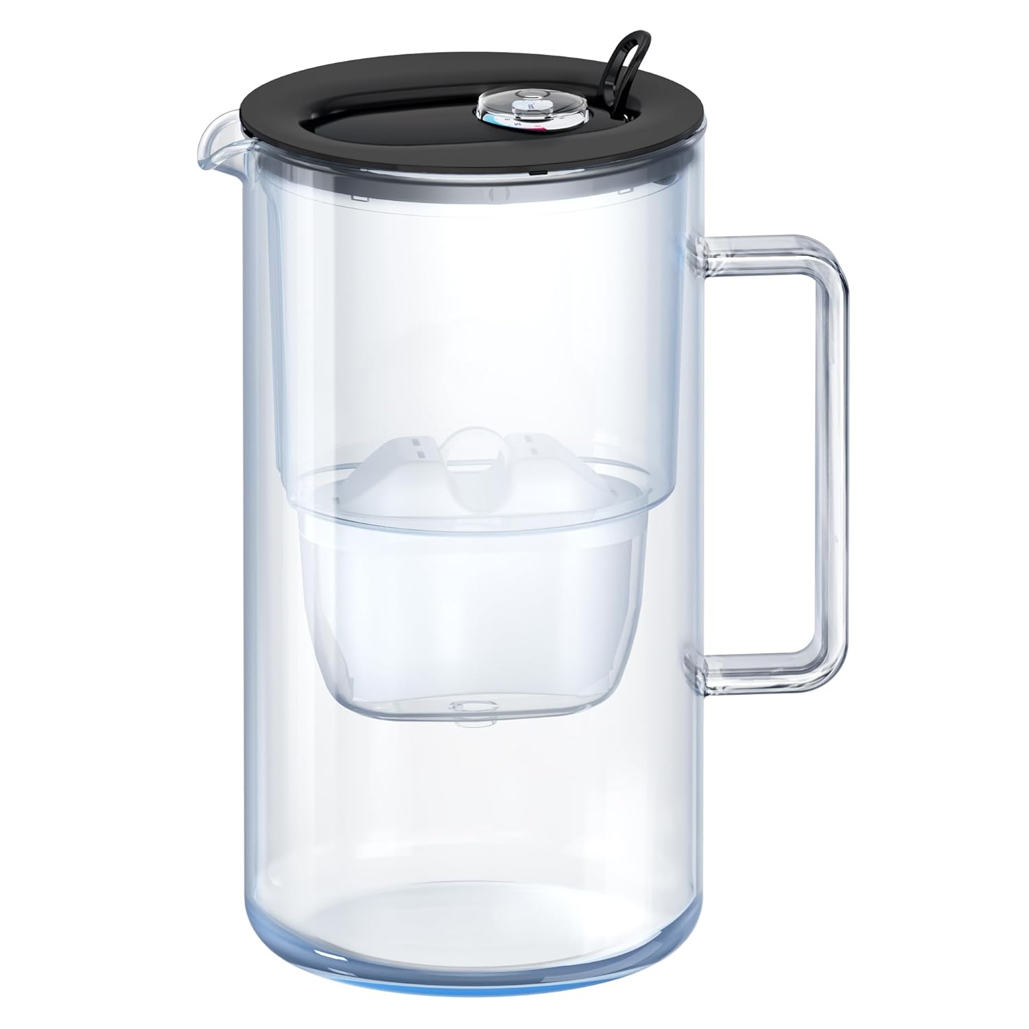 AQUAPHOR Glass Water Filter Jug Made of Durable Glass, 2.5 L, Includes 1 x MAXFOR+ Filter Cartridge, Black