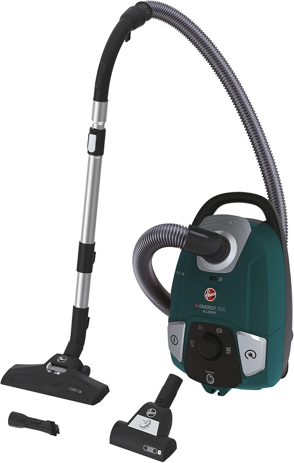 Hoover Vacuum Cleaner with 3.5 L Bag & HEPA Filter - Quiet Vacuum Cleaner (72 dBA) with Automatic Bag Disposal System & Pet Accessories - Allergy Edition for Allergy Sufferers [HE330ALG]