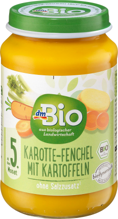 dmBio Vegetables Carrot-fennel with potatoes from the 5th month, Demeter, 190 g