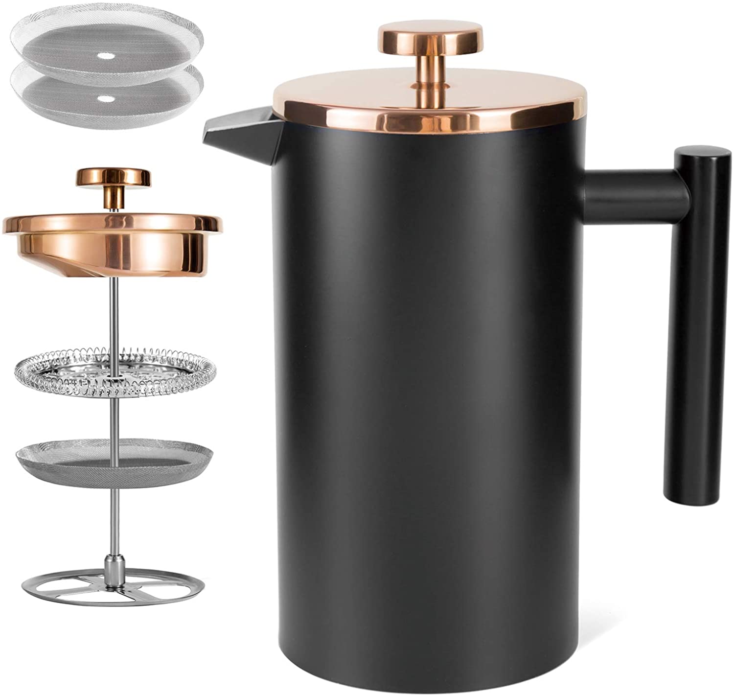 MaxMiuly French Press Coffee Maker 0.35 Litre Small Coffee Maker Double-Walled Stain