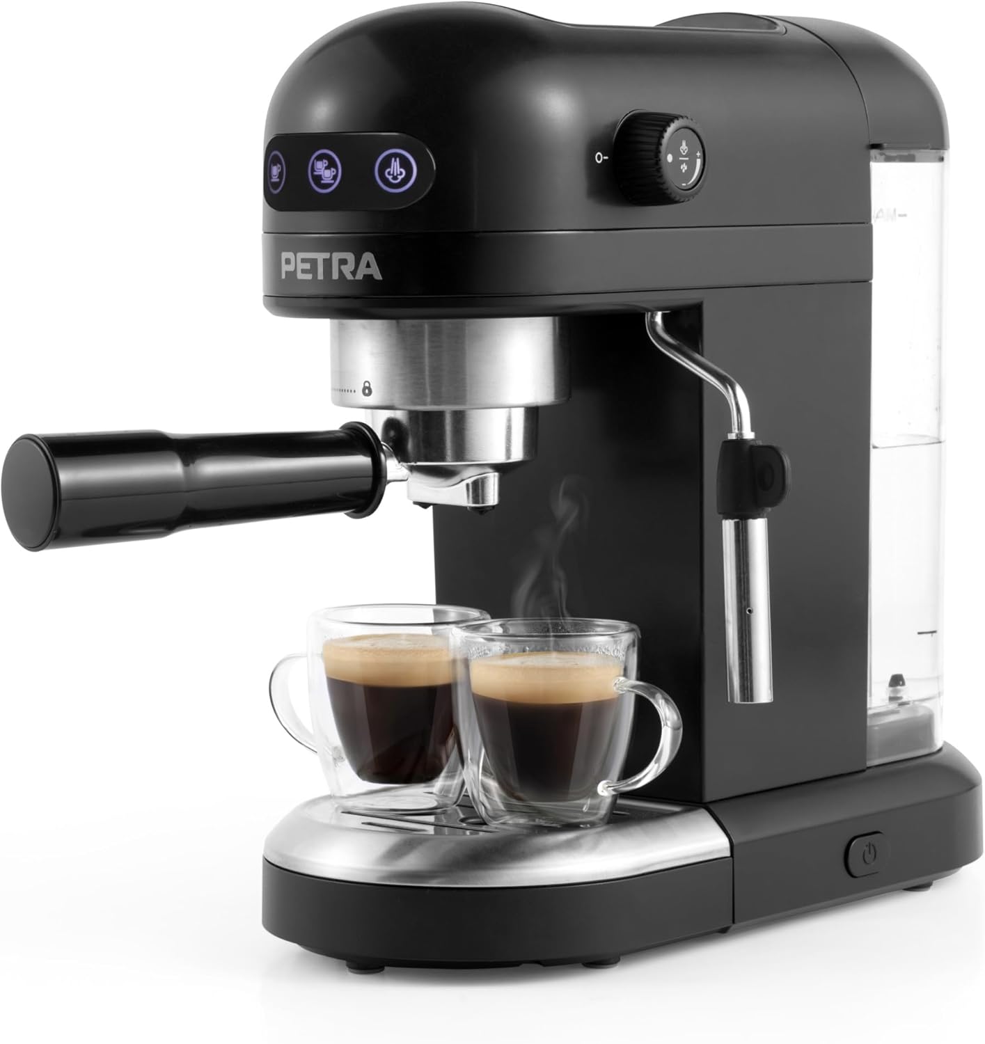 Petra Barista Coffee Machine, Espresso Machine with Milk Frother, 1.4 L, Small Coffee Machine with 15 Bar, Portafilter Coffee Machine for Espresso & Cappuccino, 1465 W, Black